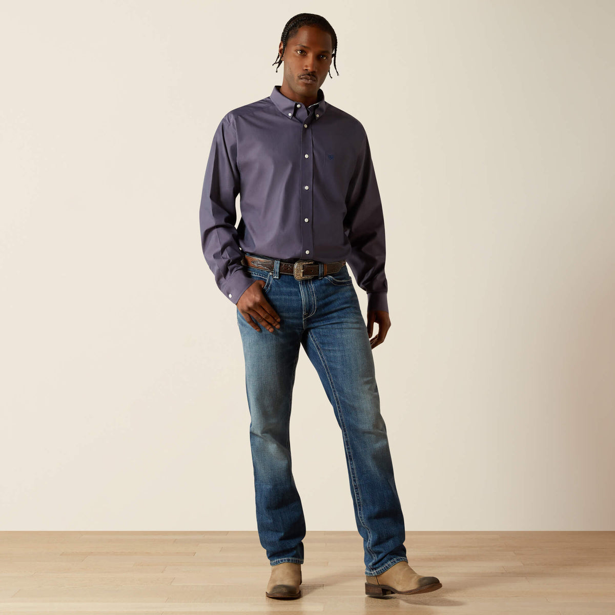 Ariat Wrinkle Free Solid Pinpoint Oxford Classic Fit Shirt Outlet